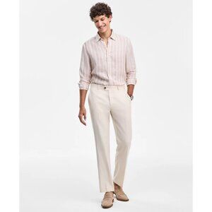 NWT Club Room Men’s Dress Pants 40x32 Straight Fit Flat Front Winter Ivory